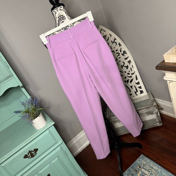 Zara High Waisted Straight Leg Trouser Pant Size Small Lilac Chic Preppy - Picture 7 of 11